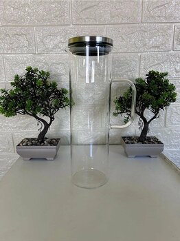 devigo 1.5 Lt Sürahi Paslanmaz Çelik Vakumlu Sızdırmaz Kapaklı Cam Sürahi 1500 ml