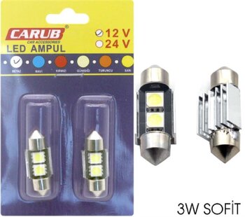 Ampul 12VSOFIT 3W 2 Smd Metal 31MM Beyaz
