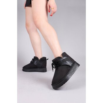 Birikon Puff Içi Suni Kürklü Süet Bot Siyah - 37