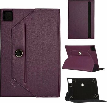 Samsung Universal Standlı Premium Mor Samsung Galaxy Tab S9 Plus Wi-Fi Sm-X816 Uyumlu Suni Deri Tablet Kılıfı