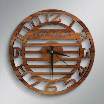 BK Kişiye Özel Isimli Farklı Tasarım Ahşap Duvar Saati - 41B