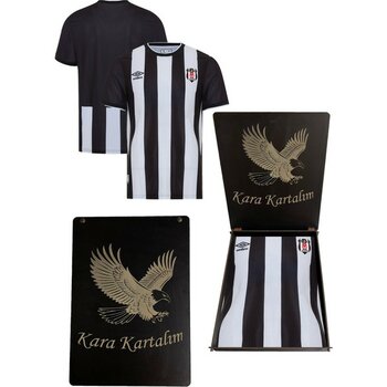Beşiktaş lisanslı çubuklu forma hediyelik ahşap kutulu kara kartalım - XL - Siyah - Beyaz