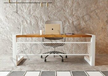 Ntconcept Alfa Açık Ceviz Renk Masif Ağaç Ofis ve Çalışma Masası - Ebat Seçenekli -  85x260 cm