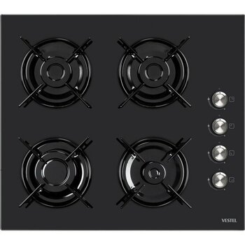 Vestel AO-6104 S-DG Gazlı Ankastre Ocak Siyah Cam Yüzeyli Dört Gözlü Güvenli Kullanım