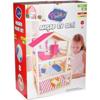 ONY-398 Büyük Ahşap Ev Seti -Onyıl Oyuncak
