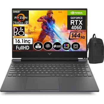Hp Victus S0014NT Ryzen 7 7840HS 16GB Ddr5 Ram 2tb SSD 8gb RX4060 16,1 Inç 144Hz IPS Fhd WINDOWS11HOME Taşınabilir Bilgisayar 77Z4M5EAW12+ZETTAÇANTA