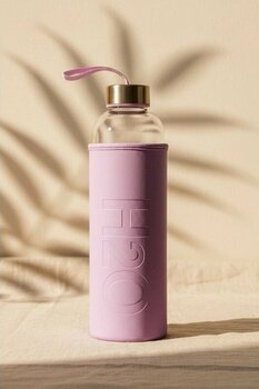 Snippy H2o - Cam Matara Deri Kılıflı Suluk Su Şişesi Cam Matara 1000 Ml Pembe Pembe