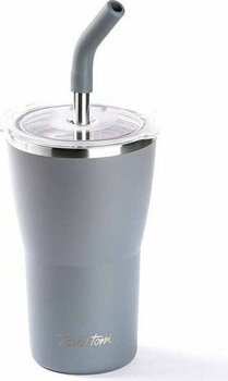Tantitoni Gri 2 Kapaklı Çift Katmanlı Pipetli Termos Bardak 410 ml