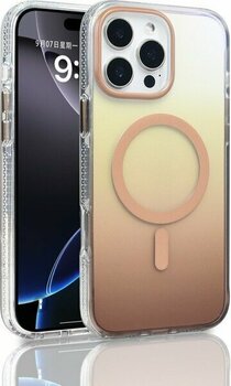 Techno Guru iPhone 16 Pro Max Renk Geçişli Şeffaf Sert Toros Premium Magsafeli Kapak - Gold