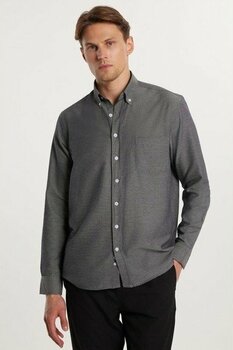 Tudors Erkek Regular Fit Klasik Kesim Düz Yaka Düğmeli Cepli Gri Gömlek - XL