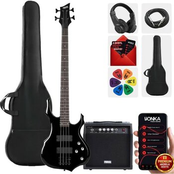 Midex MBG-410BK-20AMP 4 Telli Bas Gitar ve 20W Amfi Gigbag Kulaklık Set - Siyah - 410BK-20AMP