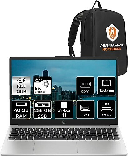HP 250 G10 8A541EA 15.6 inç Intel Core i7 1355U 40 GB 256 GB SSD Intel Graphics Windows 11 Professional