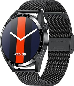 Hytech GT3PRO Watch IOS ve Android Uyumlu MActive 1.50" inç Yuvarlak Ekranlı Gümüş Deri Kordon H