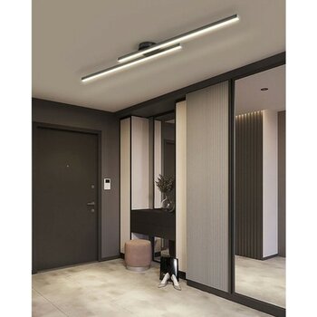 Avizen Lighting Project Modern Tavan Koridor Aydınlatması Çubuk LED Siyah Lineer Avize Armatür - Günışığı - 120 CM