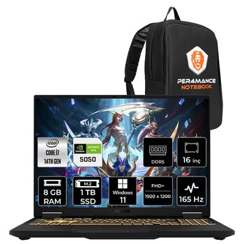 Asus Tuf F16 I7 14650hx 8gb 1tb Ssd Rtx5050/8gb 115w 165hz 16'' Wuxga W11h Gaming Laptop Fx608jhr