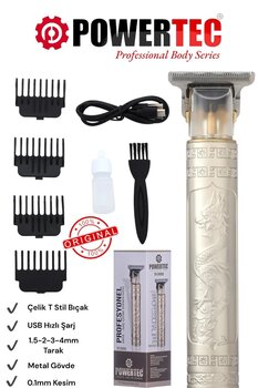 POWERTEC TR-8900 Profesyonel Usb Şarjlı Sakal Ense Çizim Makinesi