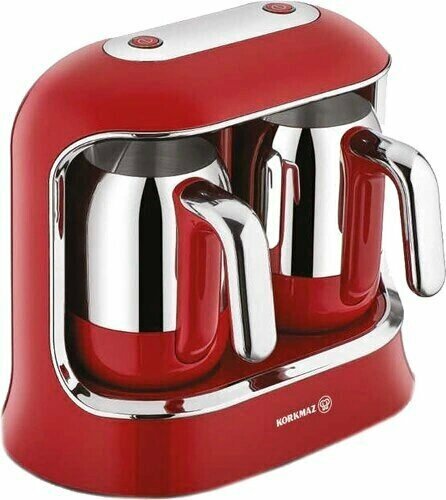 Korkmaz Kahvekolik A861 Twin Kırmızı, Krom Türk Kahve Makinesi