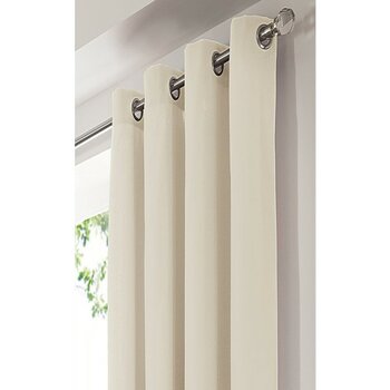 Farbateks Krem Renk Rustik Perde Kuşgözü Halkalı Boru Perdesi Halka Dekoring Perde - 240 x 250 cm