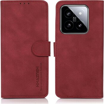 4U Sky Xiaomi 14 Pro Case Anti-Cratch Telefon Cüzdan Kapak-Kırmızı (Yurt Dışından) - Kırmızı