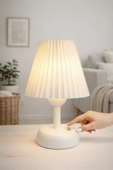 Bubihome Kablosuz Pilli Masa Lambası, Pileli Led Abajur, Beyaz Başlık