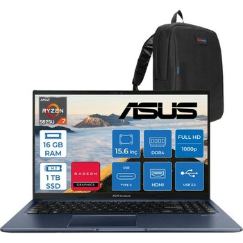 Asus Vivobook 15 Amd Ryzen 7 5825U 16GB 1tb SSD Amd Radeon Graphics 15.6" Fhd 250NIT LED Windows 11 Home Taşınabilir Bilgisayar M1502YATH02 + Zetta...