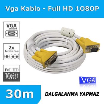30m Metre Vga Kablo 1080p Filtreli Özel Üretim Bakır Vga Kablo