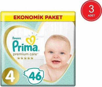 Prima Bebek Bezi Premium Care 4 Beden Ekonomik Paket 3 X 46 138 Adet 3'lü