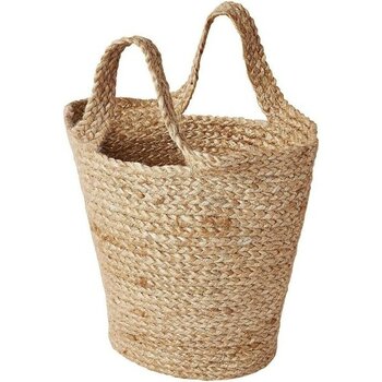 El Örgüsü Jüt Sepet Çanta 20X30 Cm, Şık ve Kullanışlı Depolama Hediye - Seçenek 1 - Ahşap - Ceviz