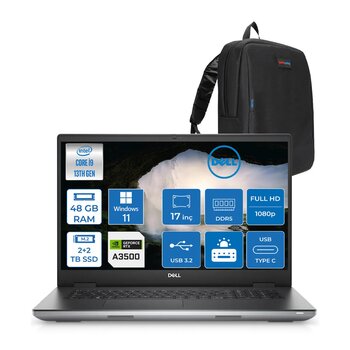 Dell Precision M7780 Intel I9-13950hx 48gb Ddr5 2tb+2tb Ssd 12gb/Rtxa3500 17.3" Fhd 500nits Windows 11 Pro Taşınabilir Workstation Xctop7780emea350014+Zettaçanta