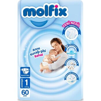 Molfix Avantajlı Paket 1 Beden Yenidoğan 2-5 Kg 60'lı 1 Numara