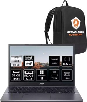 Acer Aspire 5 İ5 12450H 32Gb Ram 512Gb Ssd 15.6'' Fhd W11H Taşınabilir Bilgisayar & Per4 Çanta