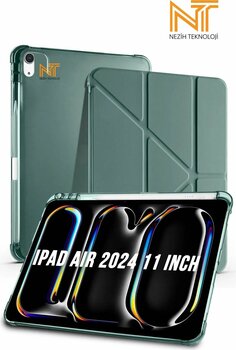 Nezih Case iPad Air M2 11'' 2024 Kalem Bölümlü Standlı Uyku Modlu Akıllı Tablet Kılıfı