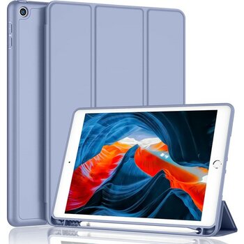 MobaxAksesuar Apple İPad 8. Nesil 10.2 Kılıf Silikon Kalem Bölmeli Smart Case A2270 A2428 A2429 A2430 Lavender - iPad 8. Nesil 10.2 - Lavender Gri