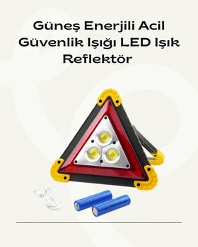 Solar Şarjlı Üçgen Led Park Ve İkaz Lambası