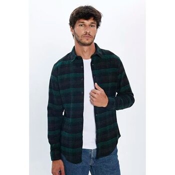 Slim Fit Dar Kesim Oduncu Kareli Kışlık Gömlek