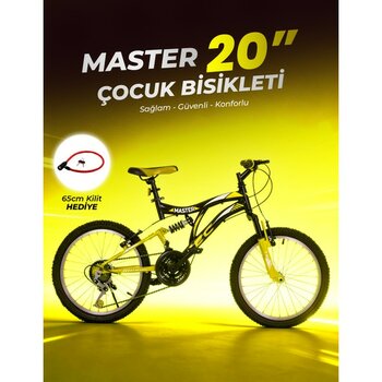 Belderia 20" Çift Amortisörlü Bisiklet 21 Vites - Sarı - Siyah