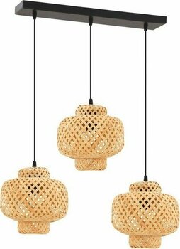 Istanbul Avize Rattan 3'lü Sıralı Siyah Kasalı Sarkıt Bohem,iskandinav,hasır Avize