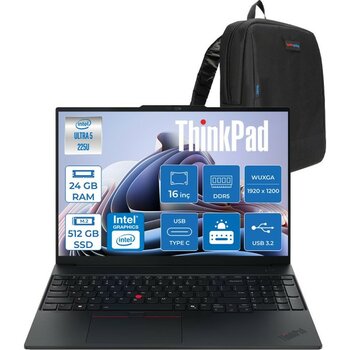 Lenovo Thinkpad E16 Gen 3 Intel Core Ultra 5 225U 24GB Ddr5 512GB SSD Freedos Intel Aı Boost 16 Inç Wuxga (1920 x 1200) IPS 300NITS Taşınabilir Bil...