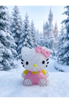 hesperides Kristal Dokulu Hello Kitty Tasarımlı Işıklı Gece Lambası - Dekoratif Masa Üstü Biblo
