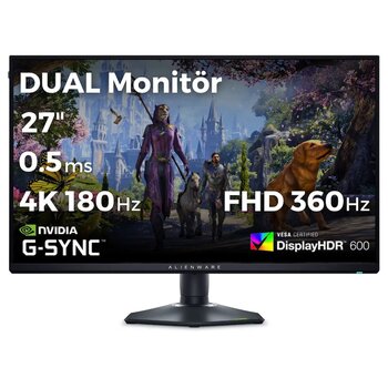 Dell Alienware AW2725QF 27 inç 16:9 %95 DCI-P3 Renk Kapsamı Düz IPS 180 Hz/360 Hz 3840x2160/1920x1080 Gaming Monitör
