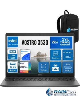 Vostro 3530 Intel Core İ7-1355U 16 Gb 2 Tb Ssd Fhd 15.6'' İntel İris Xe Graphics Windows 11 Pro Dizüstü Bilgisayar N1601pvnb3530rnp07