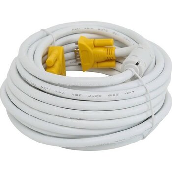 50 Metre VGA Görüntü Kablosu - Full Hd 1080P-  Çift Filtreli - Beyaz
