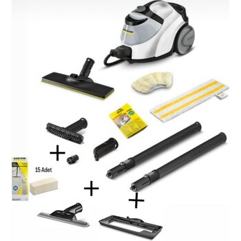 Karcher Sc 5 Easyfix Ironplug + Cam Temizleme Aparatı+ Halı Başlığı+ 15 Adet Mikrofiber Bez - Beyaz