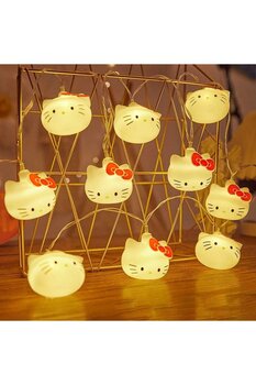 Meyra Accessories yeni hello kitty gece lambası led ışık pilli 10 lambalı 3D hello kitty sevimli led ışık