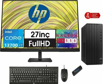 Hp 290 Pro G9 Intel Core I7 13700 32GB 4tb SSD 4GB/RX550 27" Monitör WINDOWS11HOME Masaüstü Blgisayar 8624A8ET35+ZETTAUSBBELLEK