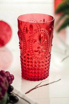 Depa Akrilik Kırmızı Tekli Uzun Bardak Su Meşrubat Bardağı 750 ml