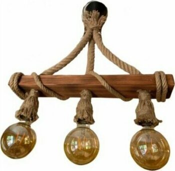 Ahşap Sepeti  Dekoratif Ahşap Halatlı Avize 3 Lü Ahşap Sarkıt Avize