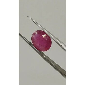 Aries 4.15 ct 11.3x9.2  mm Oval Natural Ruby ( Heated Glass Filling) - Renkli