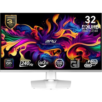 Msı 31.5" Mpg 321URXW Qd-Oled 3840X2160 (Uhd) 16:9 Flat Qd-Oled 240HZ 0.03MS G-Sync Compatıble Beyaz Gamıng Monıtor - 240 Hz - 31,5 inç