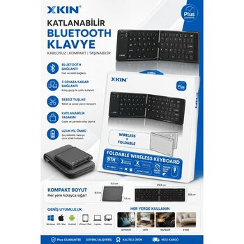 Jolita Samsung Galaxy S25+ Uyumlu Bluetooth Mini Klavye Katlanabilir Kompakt Kablosuz